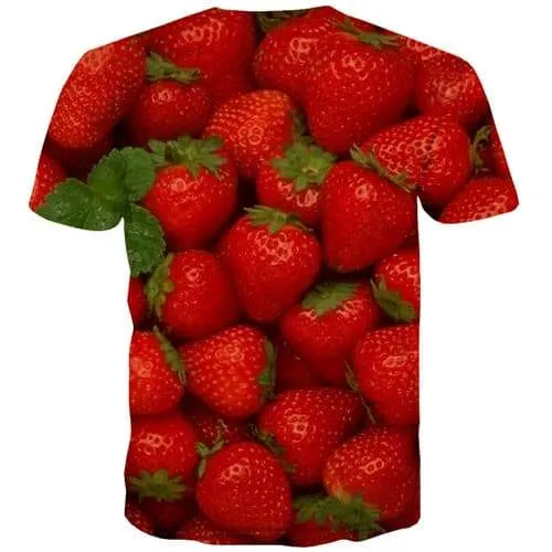 Strawberry T shirts Men Fruit Shirt Print Leaf T-shirts 3d Red Tshirts Casual Harajuku T shirts Funny Short Sleeve Hip hop Mens