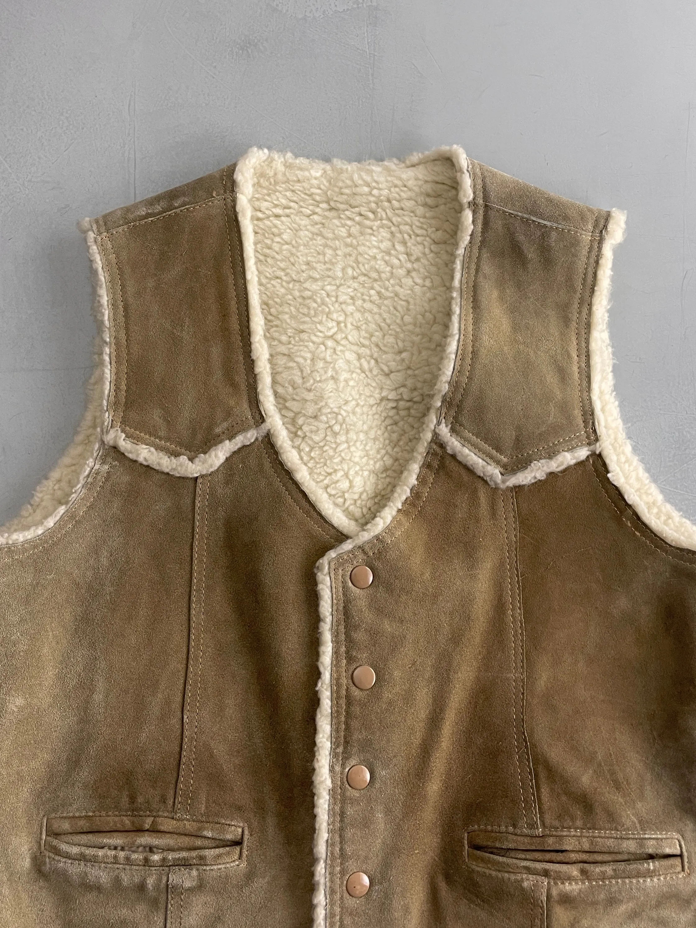 Suede Western Shearling Vest [M]