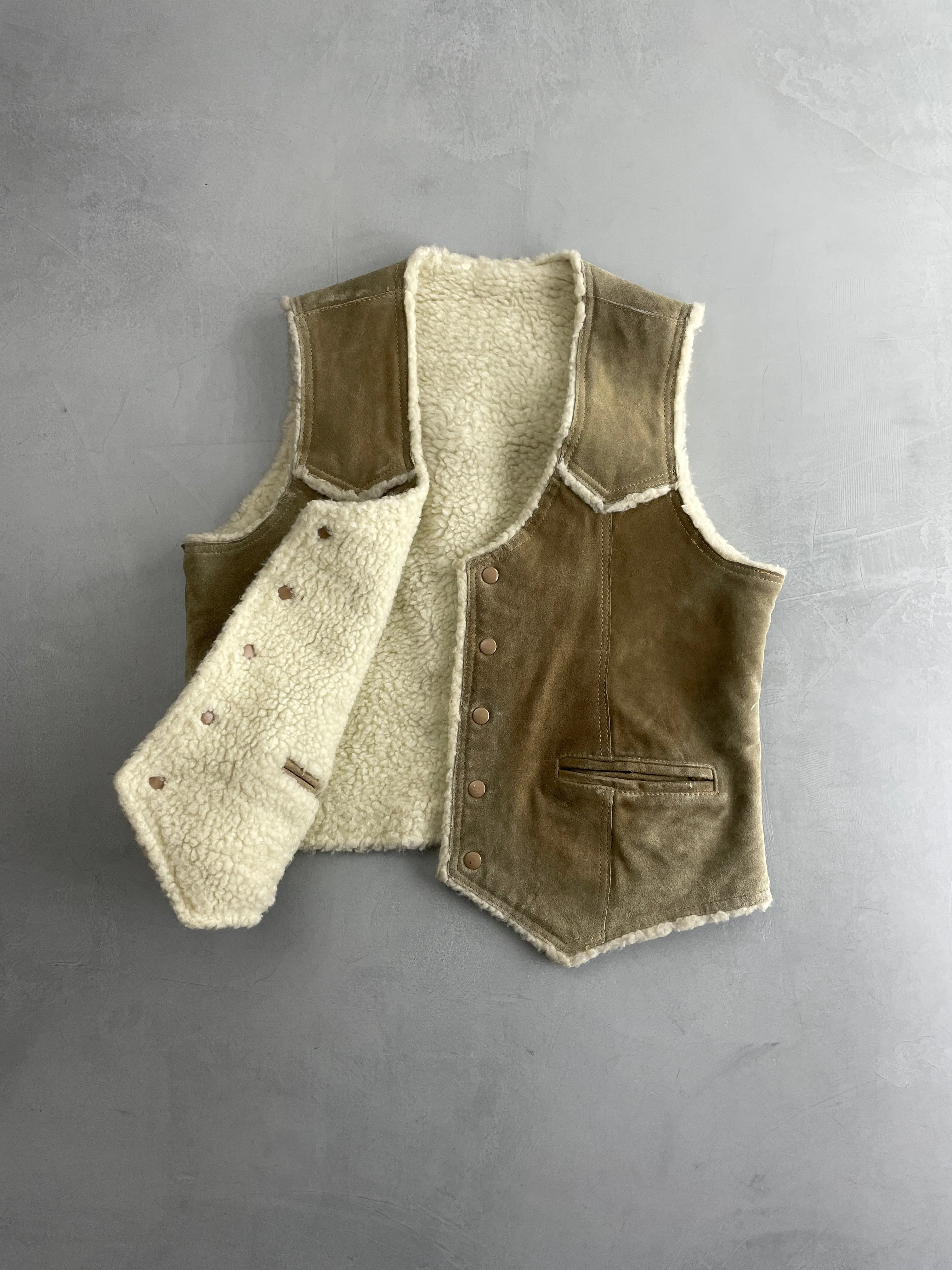Suede Western Shearling Vest [M]