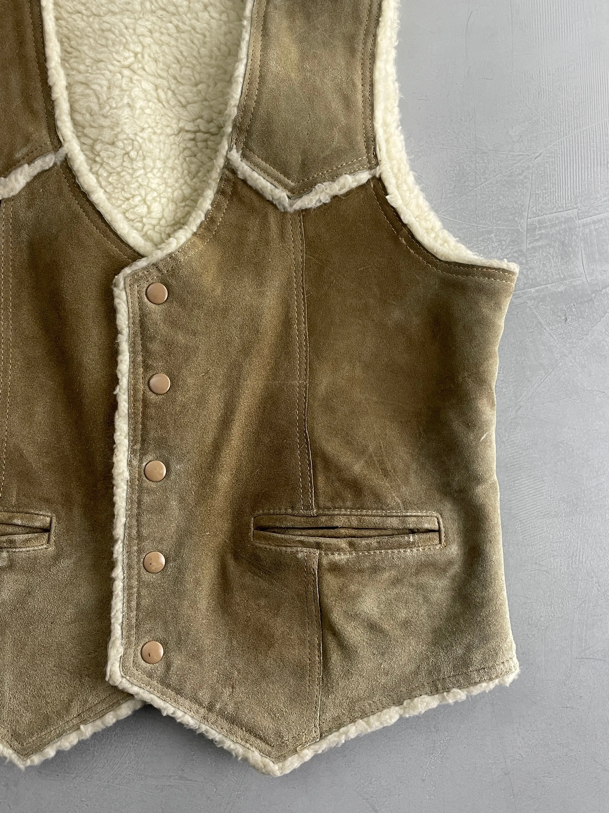 Suede Western Shearling Vest [M]