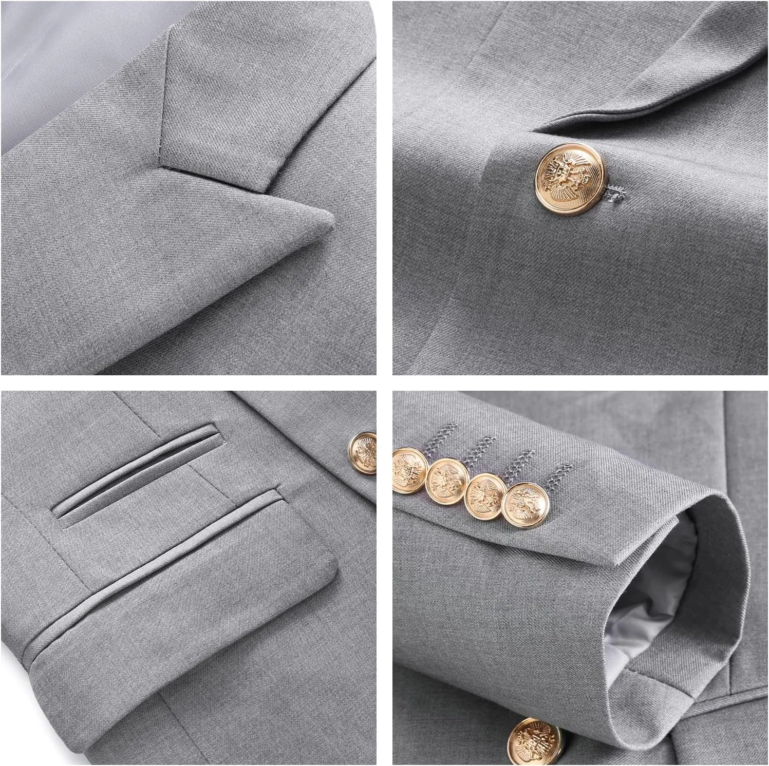 Suit for Men Solid Double Breasted 2 Piece Tuxedo Set Regular Fit Peak Lapels Jacket and Pants