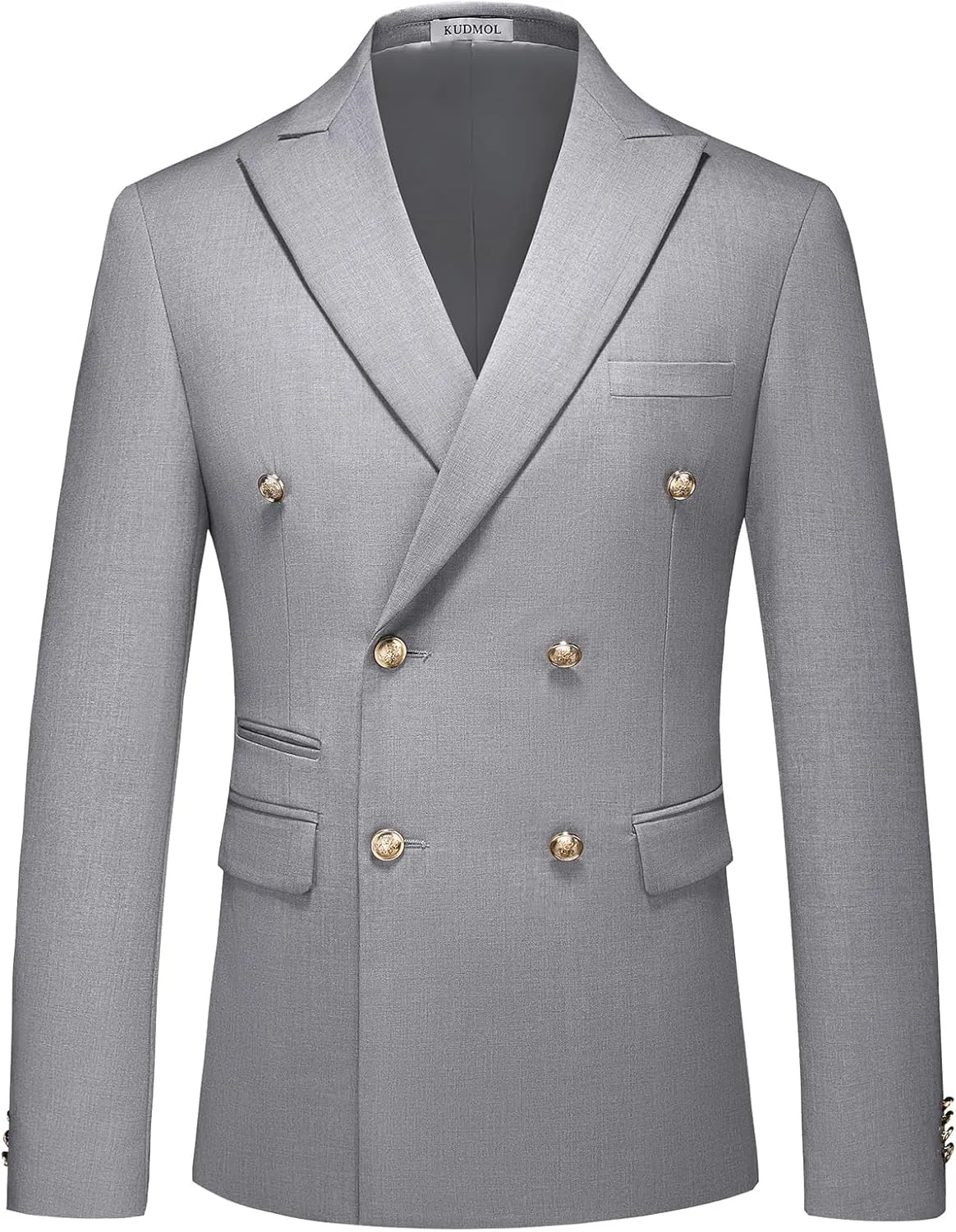 Suit for Men Solid Double Breasted 2 Piece Tuxedo Set Regular Fit Peak Lapels Jacket and Pants
