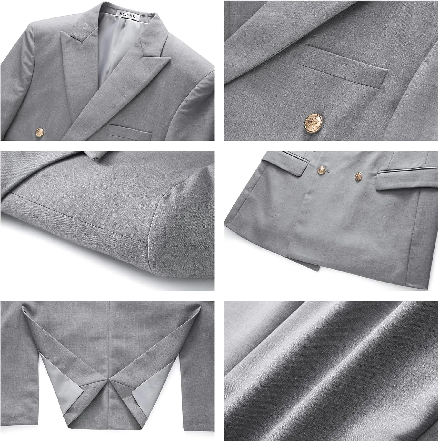 Suit for Men Solid Double Breasted 2 Piece Tuxedo Set Regular Fit Peak Lapels Jacket and Pants