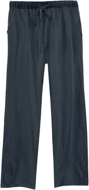 Summer Casual Trousers Pants for Women Flowy Straight Leg Cotton Linen Pants with Pockets Loose Fit Fashion Outfits