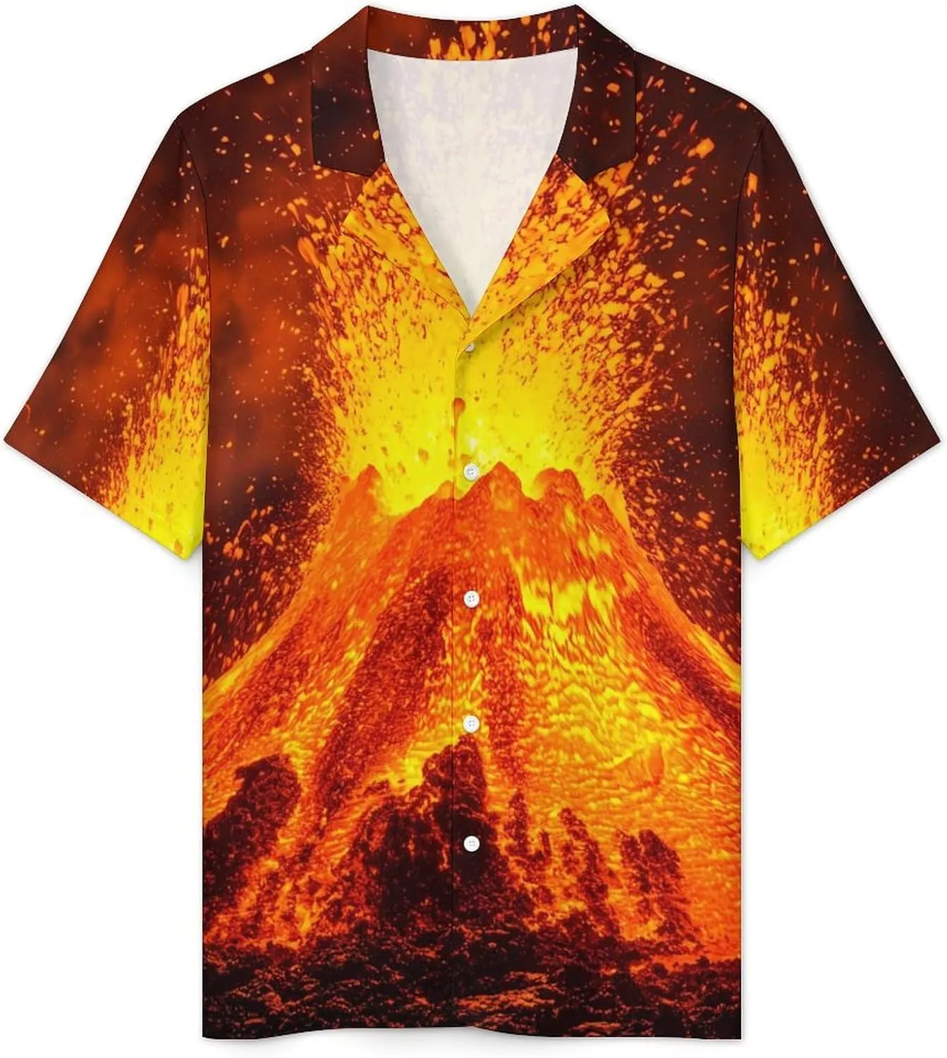 Super Volcano Mens Pajamas Set Short Sleeve Shirt And Shorts Sleepwear PJ Sets Loungewear