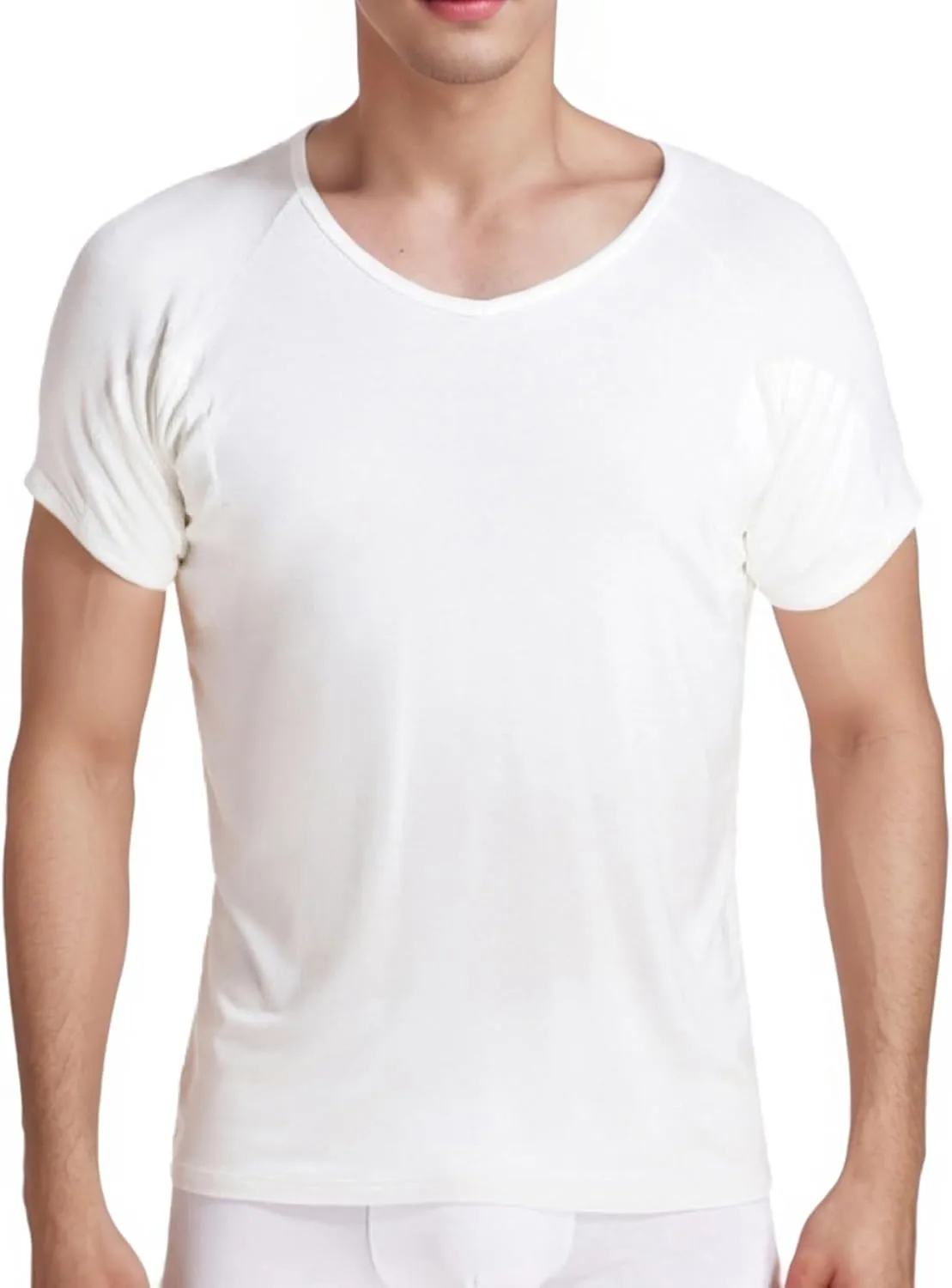 Sweatproof Undershirt with Underarm Sweat Pads, Quick-Dry V Neck Sweat Proof T-Shirt for Mens