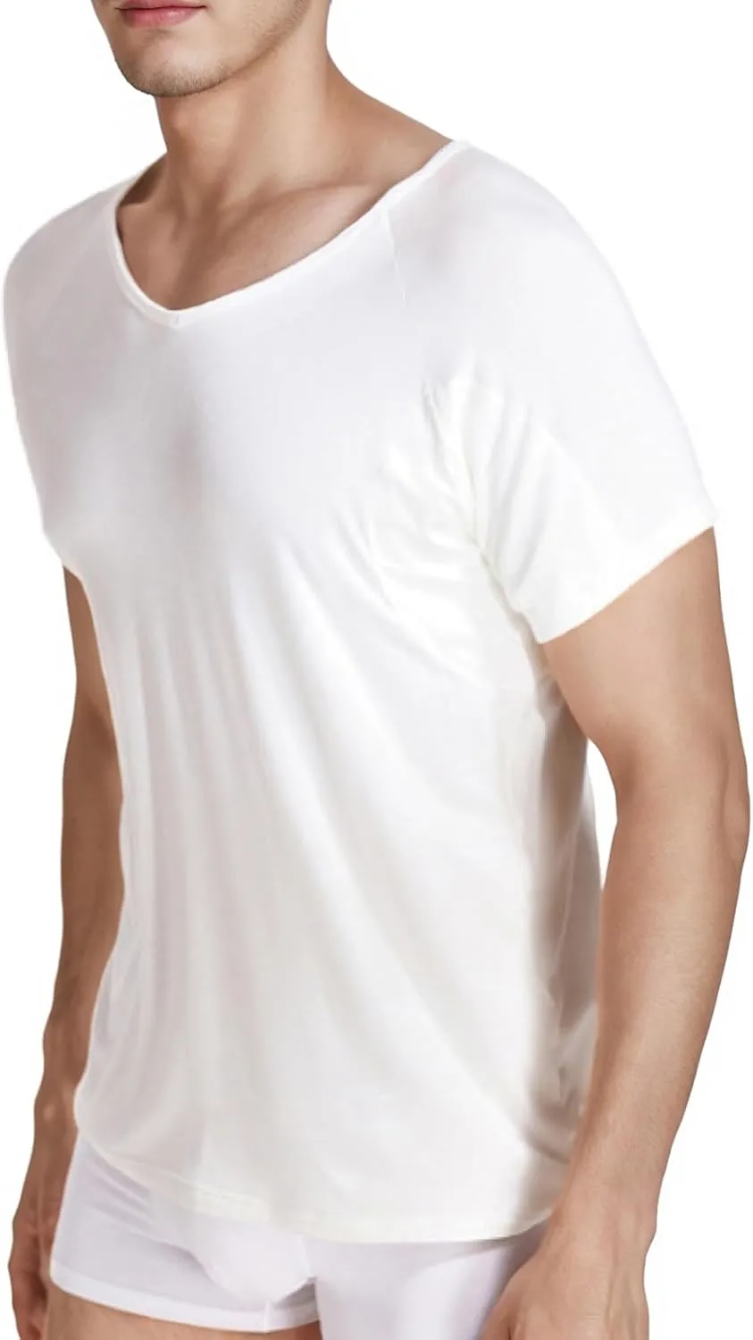 Sweatproof Undershirt with Underarm Sweat Pads, Quick-Dry V Neck Sweat Proof T-Shirt for Mens