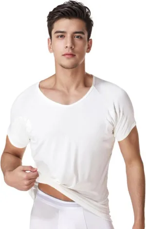 Sweatproof Undershirt with Underarm Sweat Pads, Quick-Dry V Neck Sweat Proof T-Shirt for Mens