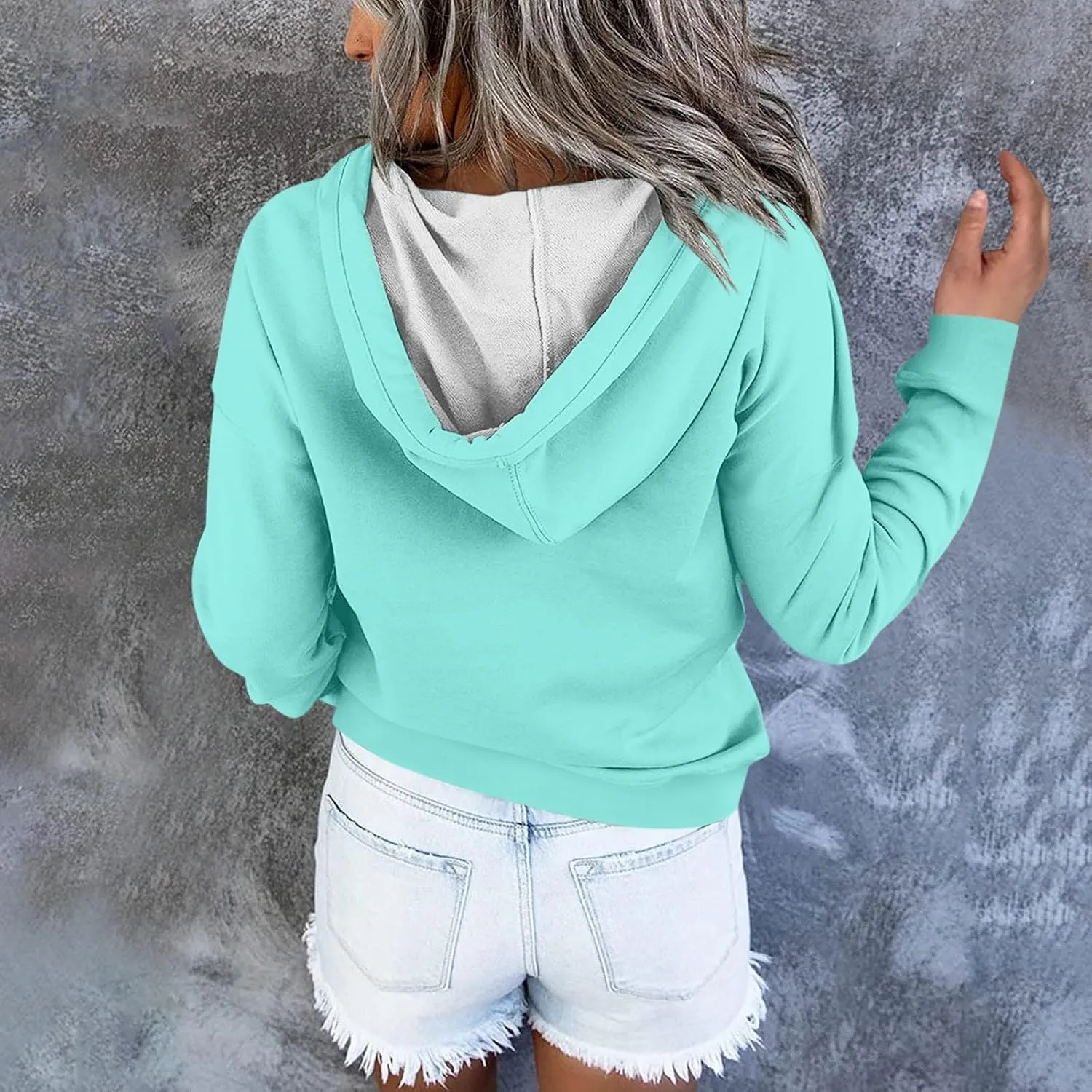 sweatshirts for women oversized hoodies fashion long sleeve button pullover sweater tops 2024 fall winter clothes