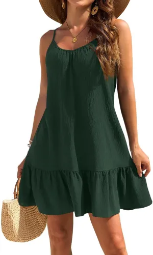 Swimsuit Coverup for Women 2025 Vacation Beach Tank Dress Spaghetti Straps Bathing Suit Cover Up Sundress S-XXL