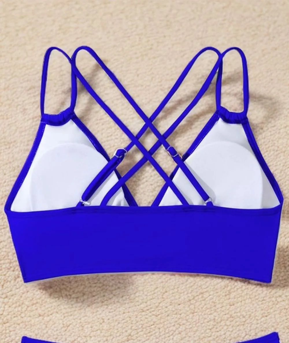Tainehs Women's Push Up V Neck Bikini Tops Criss Cross Back Padded Bathing Suit Top Only