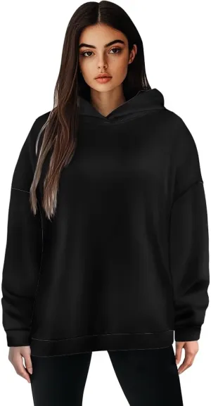 TOADDITDO Women's Casual Hoodies Long Sleeve Solid Lightweight Pullover Tops Loose Sweatshirt Hooded Size S-2XL