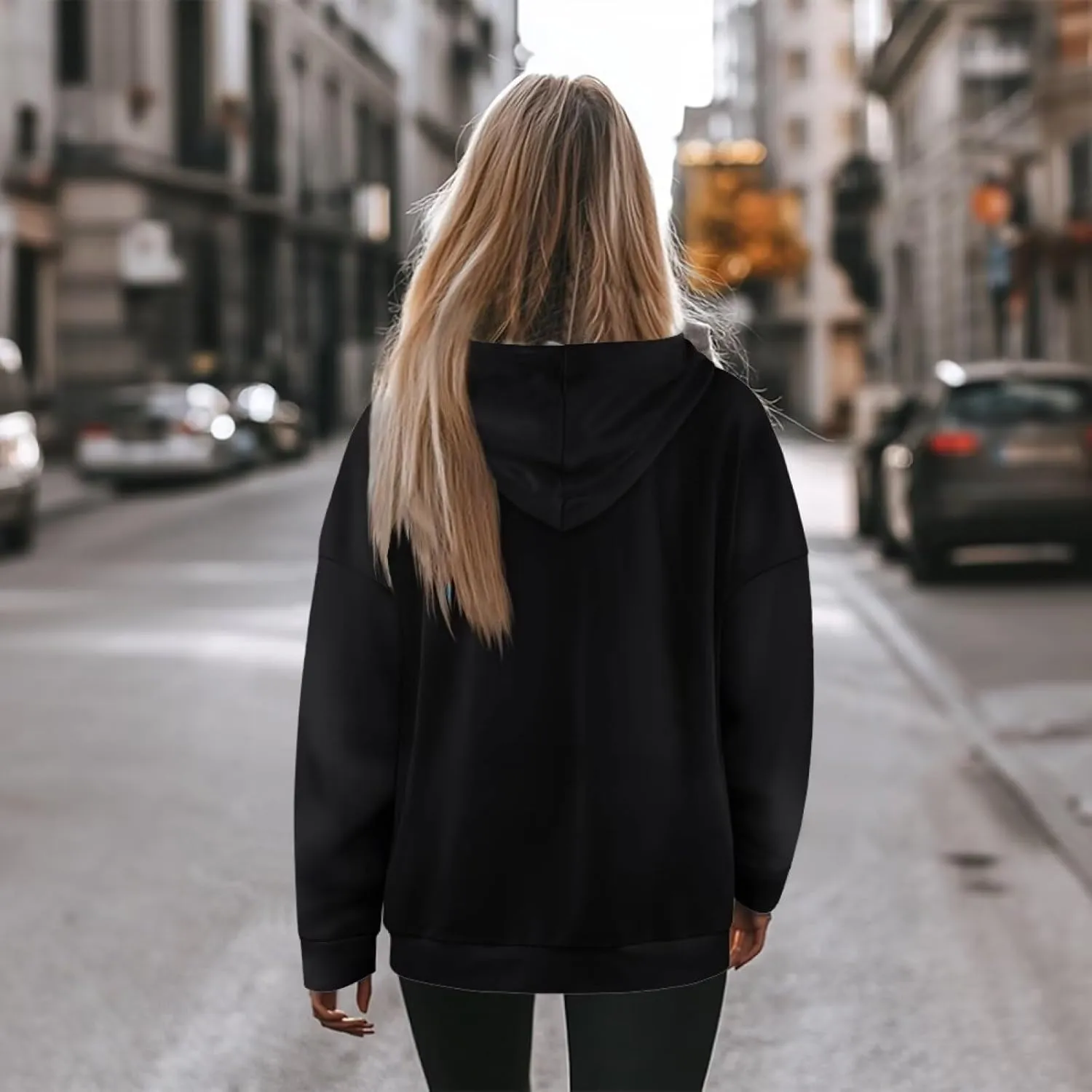 TOADDITDO Women's Casual Hoodies Long Sleeve Solid Lightweight Pullover Tops Loose Sweatshirt Hooded Size S-2XL