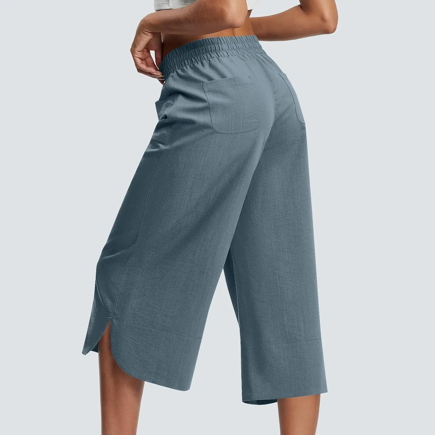 Trendy Pants for Women,Wwomens Casual Summer 2025 Drawstring Elastic High Waist Pant Comfy Solid Wide Leg Trouser