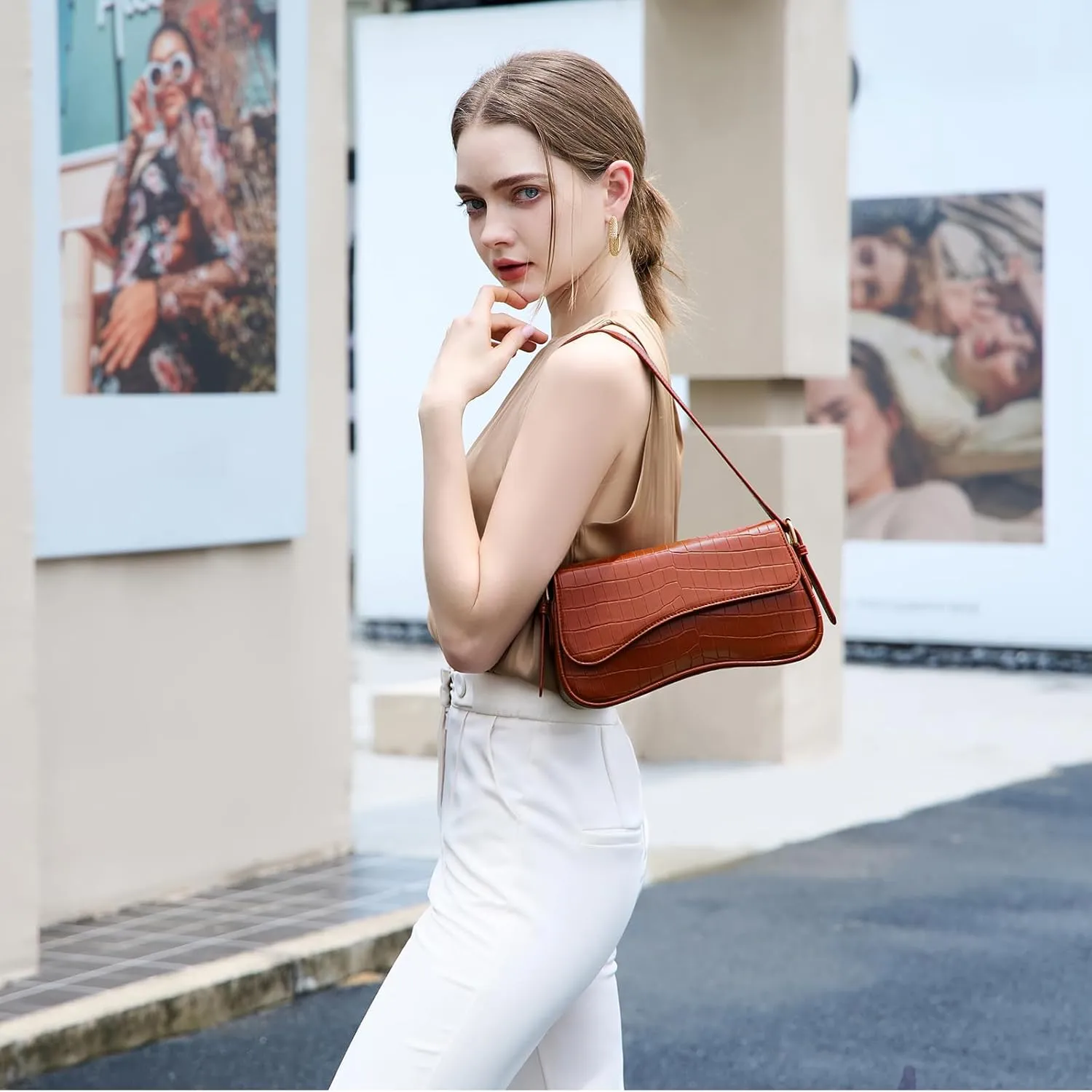 Underarm Shoulder Bag for Women Trendy Purse Vegan Leather Hobo Handbags Clutch Crossbody Bag