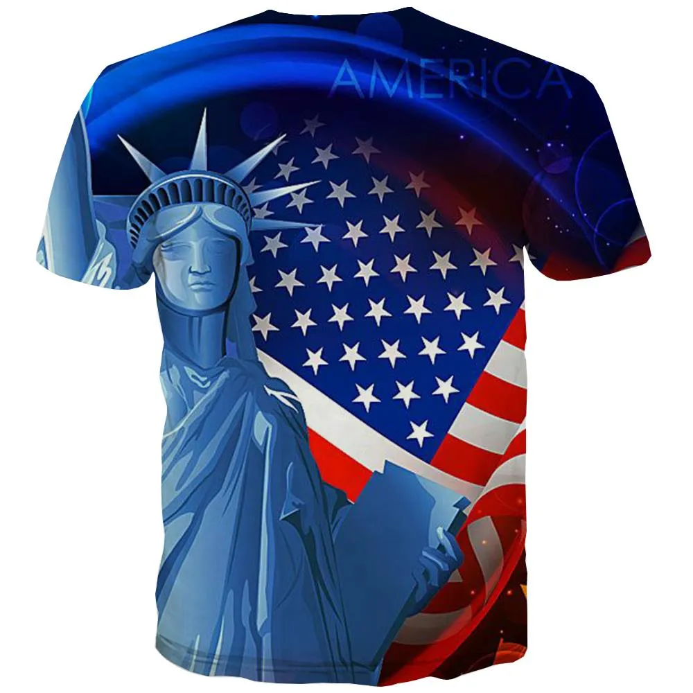 USA T-shirt Men Flag Tshirts Novelty Statue T-shirts Graphic Country T-shirts 3d