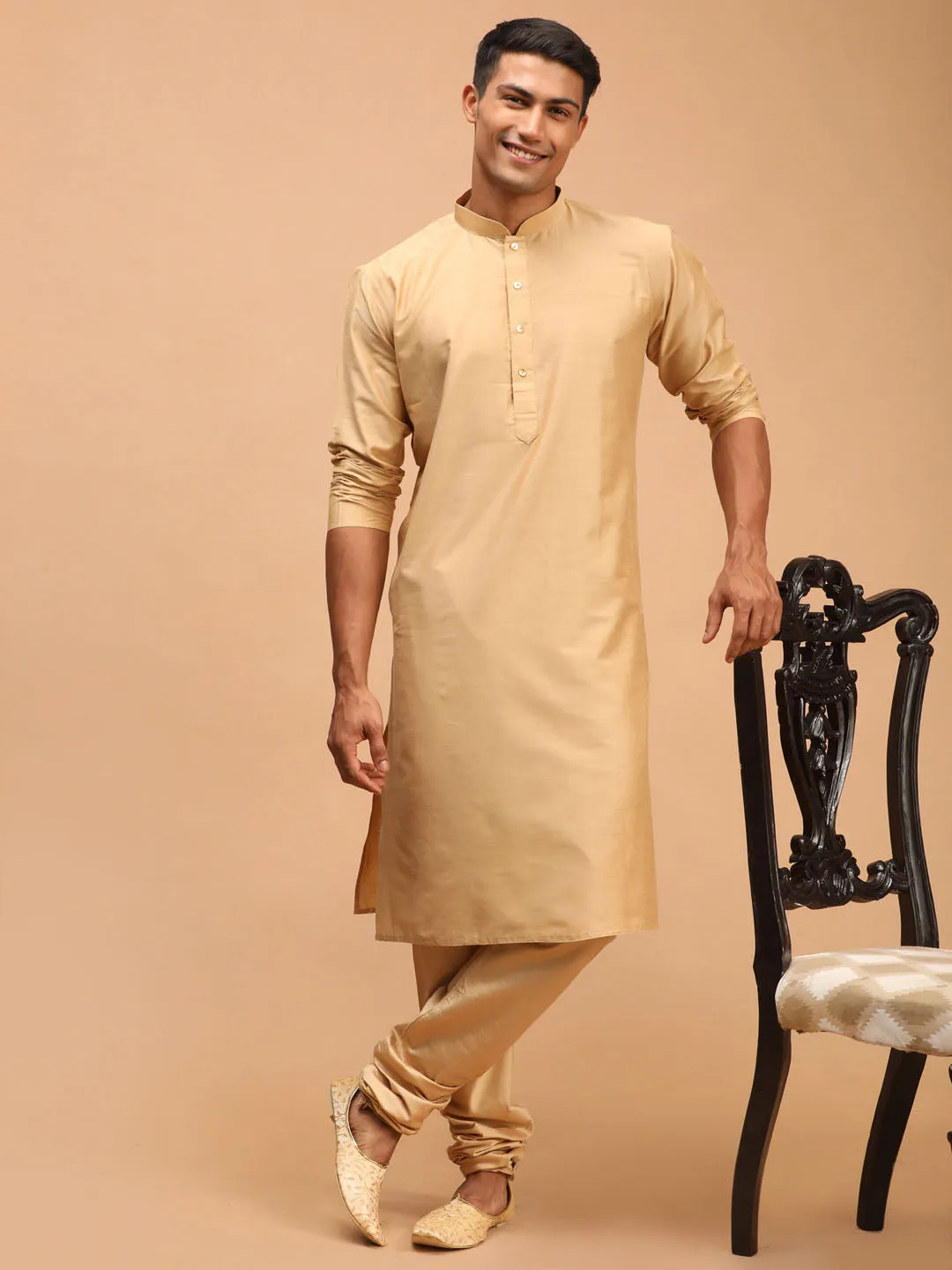 Vastramay Men's Yellow Ethnic Jacket Set
