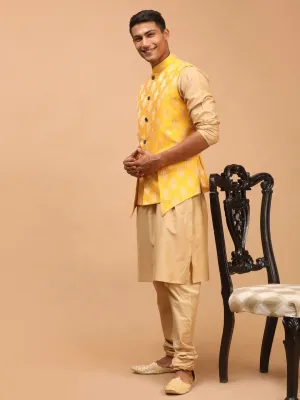 Vastramay Men's Yellow Ethnic Jacket Set