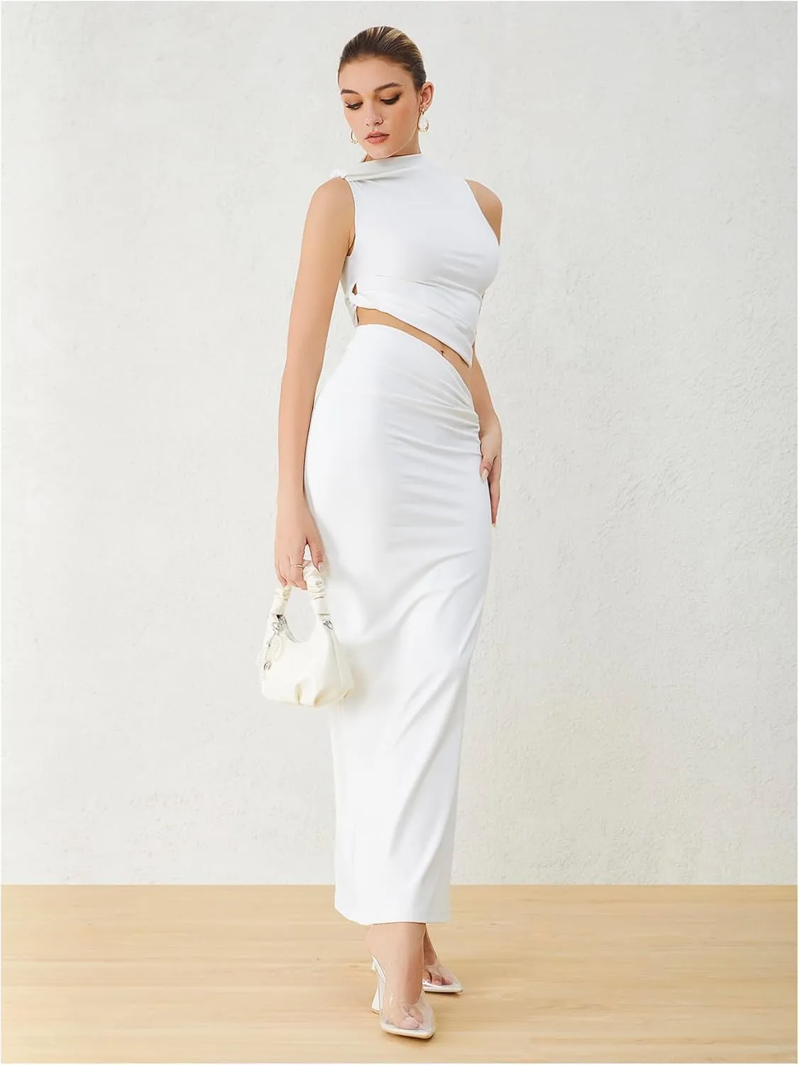 Verdusa Two Piece Sets For Women Going Out Tops and Bodycon Maxi Skirt Set Vacation Outfits