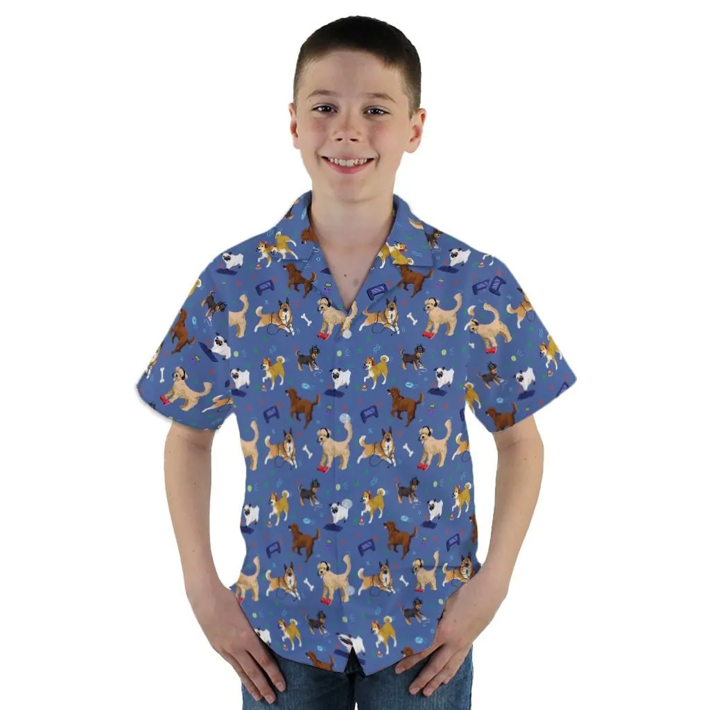 Video Game Dogs Light Youth Hawaiian Shirt