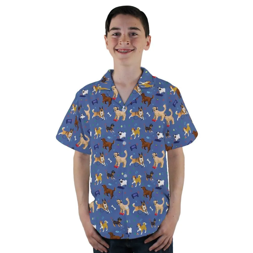 Video Game Dogs Light Youth Hawaiian Shirt