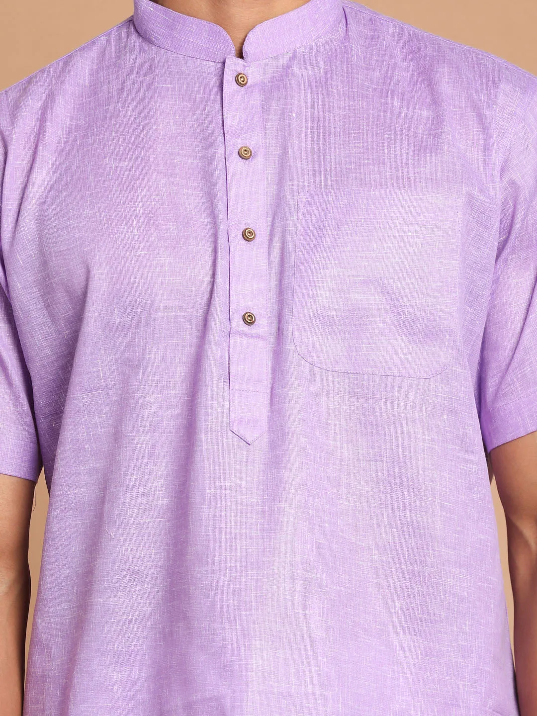 VM By VASTRAMAY Men's Purple Solid Kurta