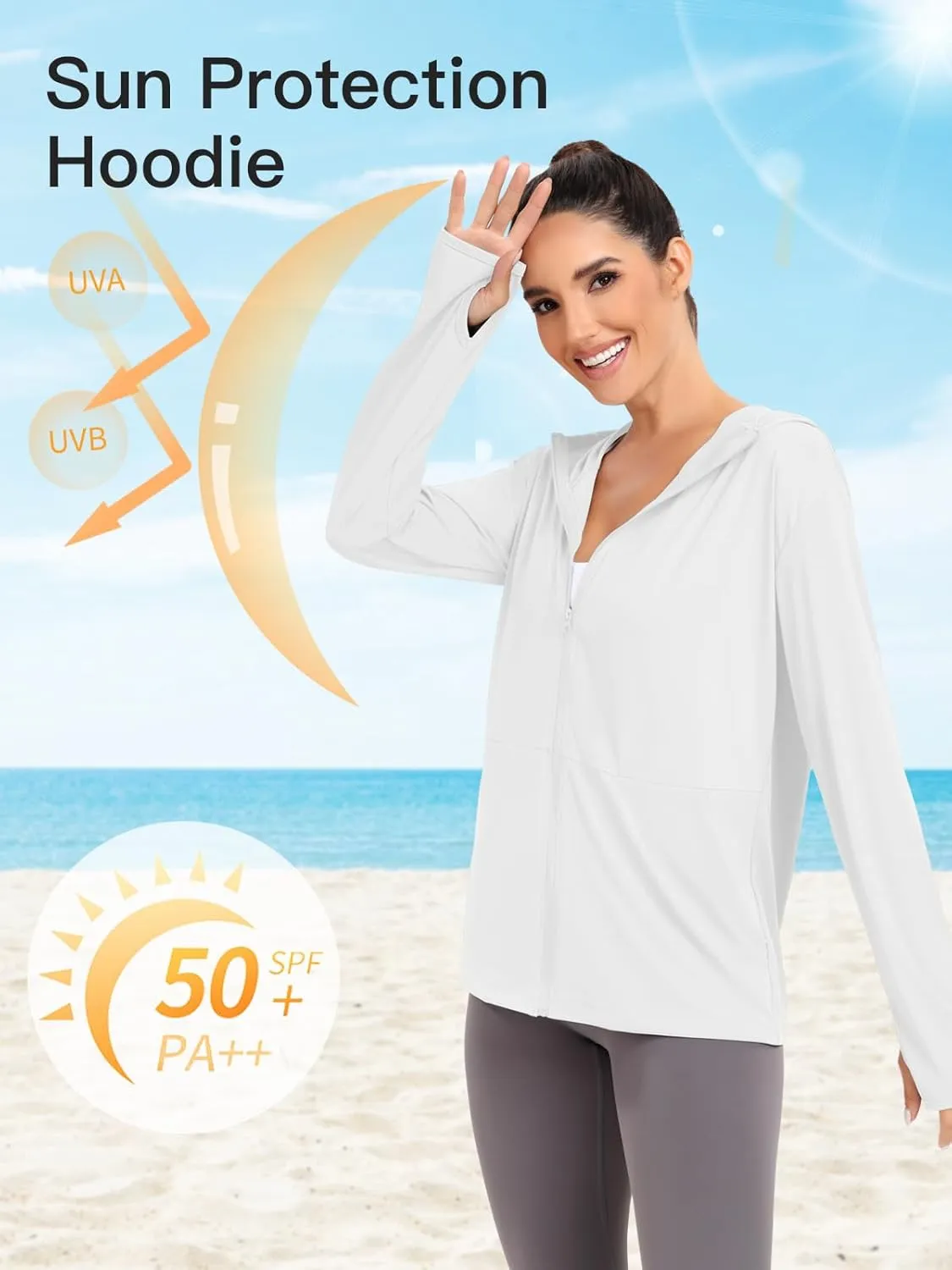 VUTRU Women's UPF 50  Sun Protection Hoodie Jacket Lightweight Long Sleeve Sun Shirt UV Hoodie with Pocket