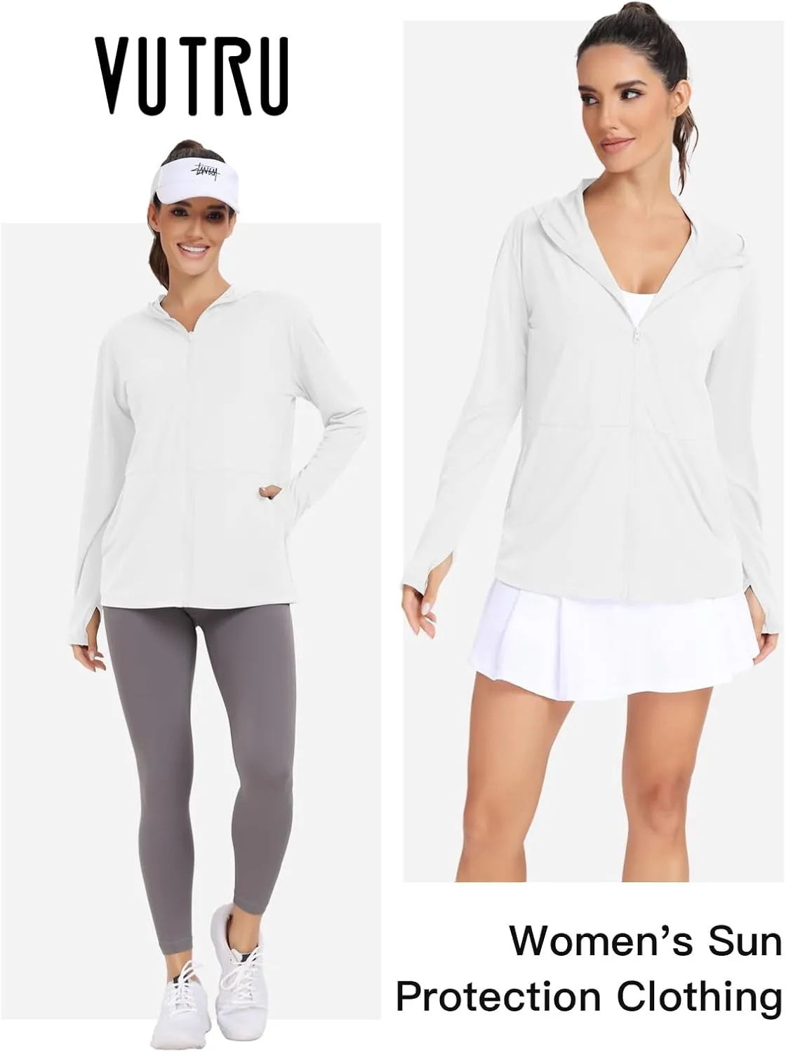 VUTRU Women's UPF 50  Sun Protection Hoodie Jacket Lightweight Long Sleeve Sun Shirt UV Hoodie with Pocket