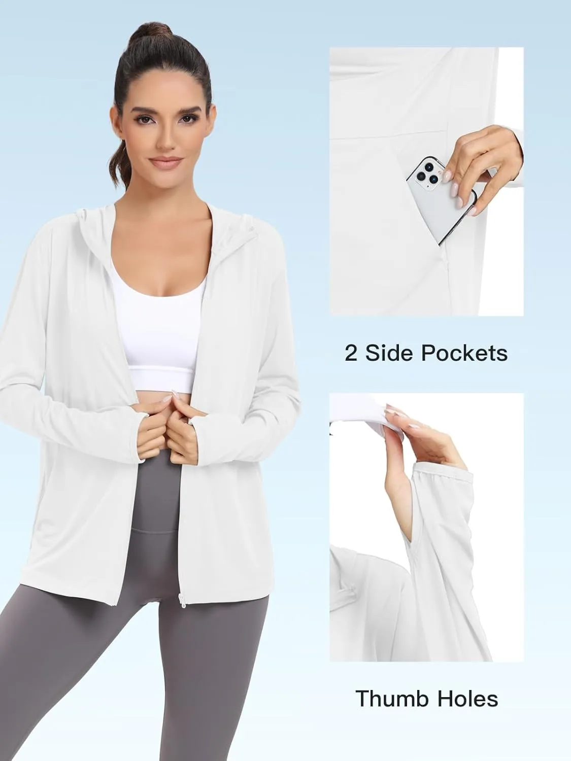 VUTRU Women's UPF 50  Sun Protection Hoodie Jacket Lightweight Long Sleeve Sun Shirt UV Hoodie with Pocket