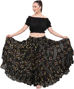 Wevez Womens 25 Yard Polka Dot Pleated Belly Dance Jaipur Leopard Print Skirt