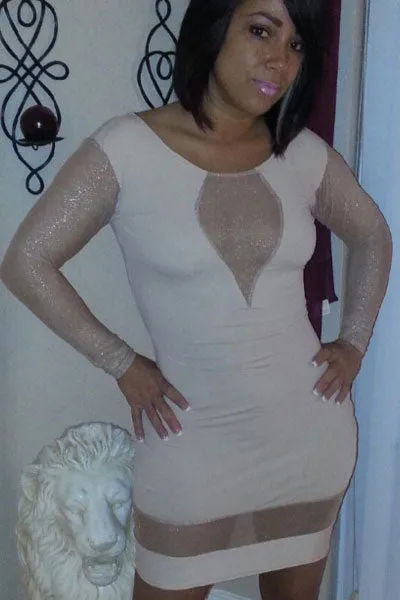 White Bodycon Dress with Spun Silver Sleeves