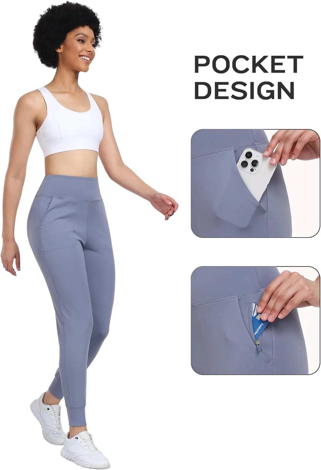 WHOUARE Women's Joggers Pants Workout Athletic Leggings with Pockets High Waisted Gym Running Yoga Pants