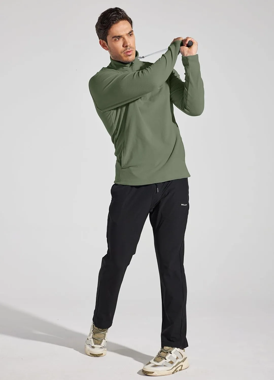 Willit Men's Winter Shirts Fleece Pullover with Pocket Quarter Zip Cold Weather Golf Hiking Casual Warm Shirts Long Sleeve