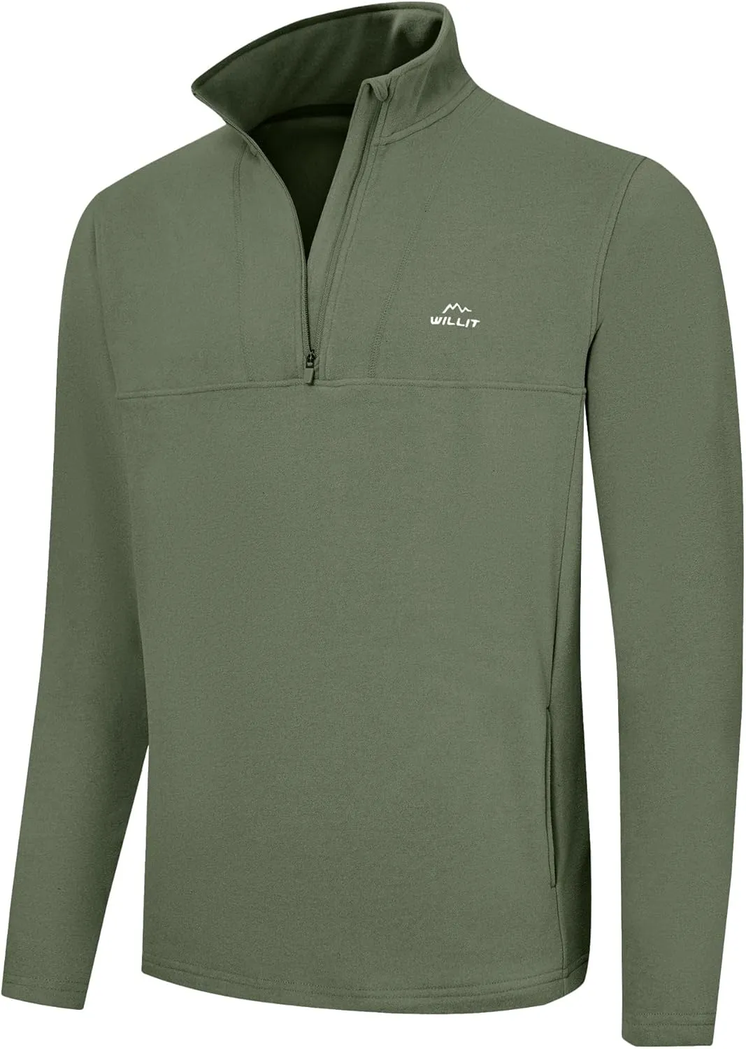 Willit Men's Winter Shirts Fleece Pullover with Pocket Quarter Zip Cold Weather Golf Hiking Casual Warm Shirts Long Sleeve