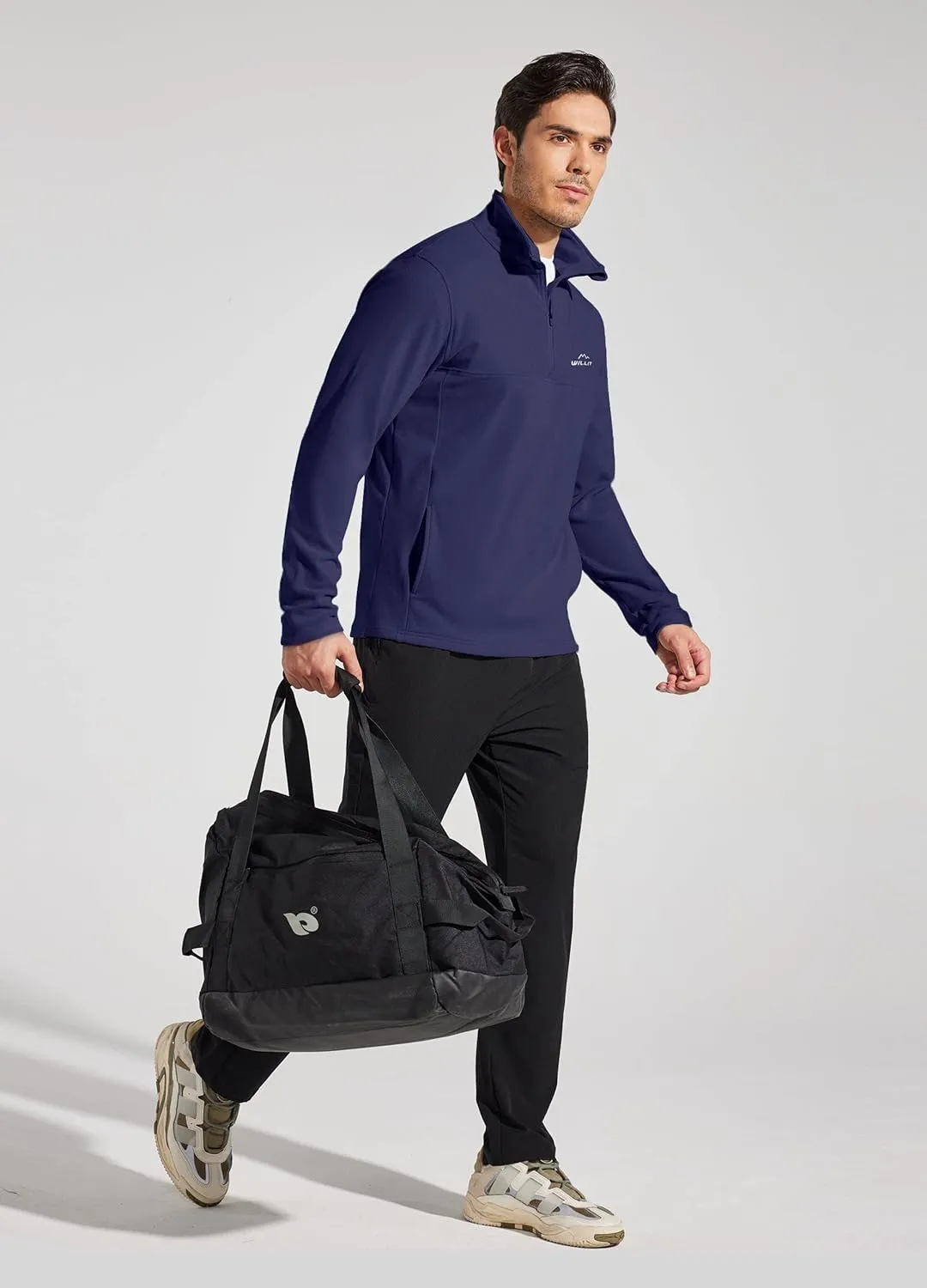 Willit Men's Winter Shirts Fleece Pullover with Pocket Quarter Zip Cold Weather Golf Hiking Casual Warm Shirts Long Sleeve