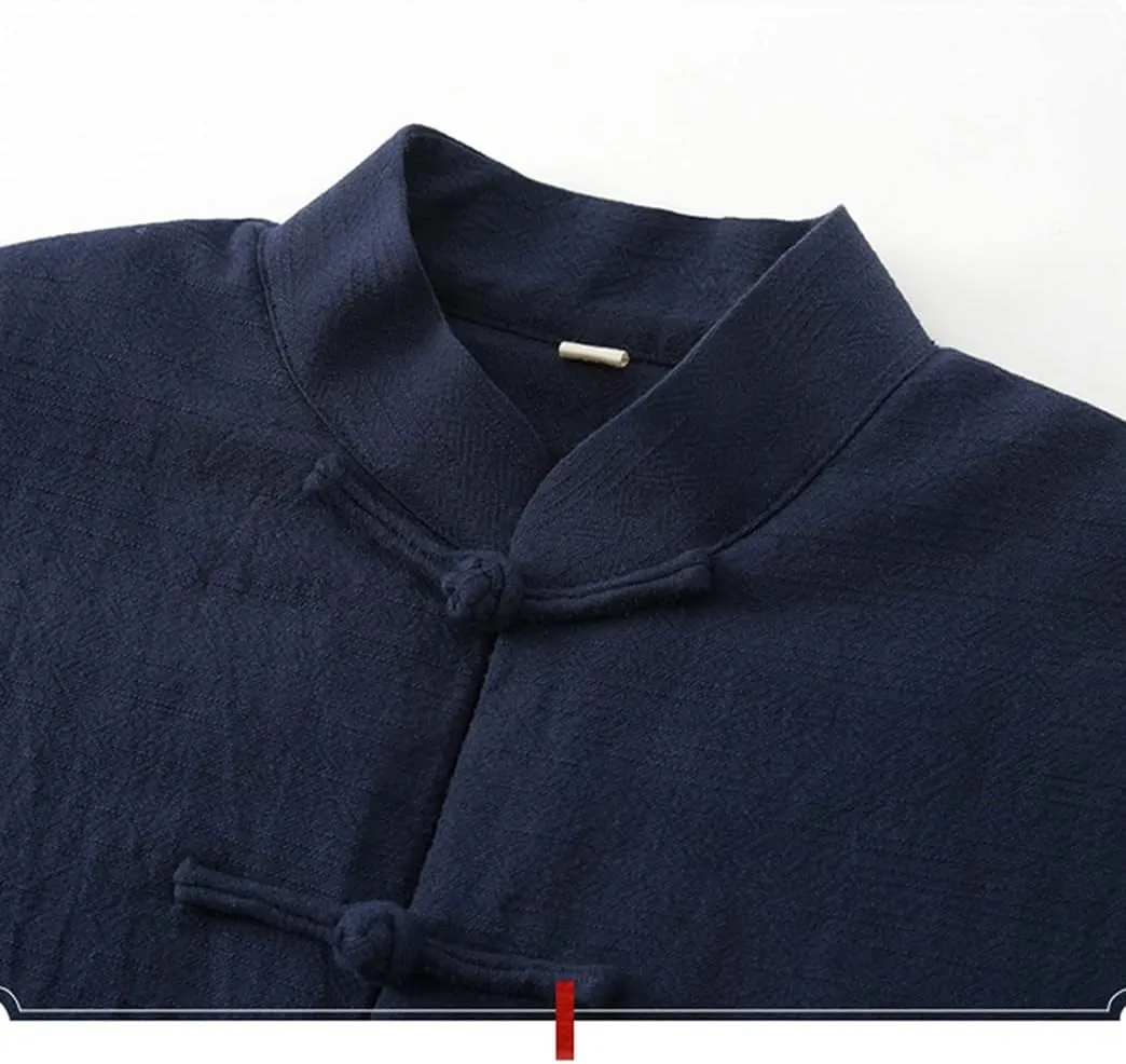 Winter Warm Tang Suit Men Cotton Padded Kung Fu Uniform Jacket Long Sleeved Coat Tops for Seniors