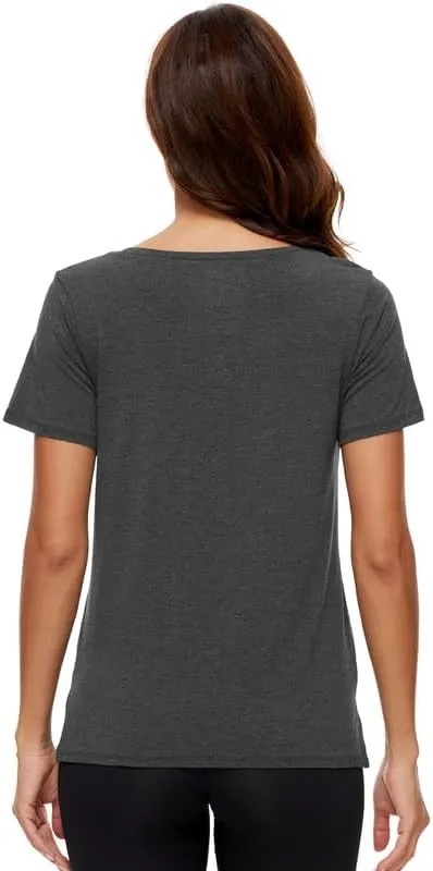 WiWi Viscose from Bamboo Pajama Tops for Women Soft Short Sleeve Tee Sleep Shirts V Neck T-Shirt Pjs Top Sleepwear S-XXL