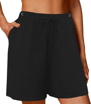 Wkishenl Womens Shorts Casual Drawstring Elastic High Waisted Bermuda Short 2025 Summer Fashion Business Pants with Pockets
