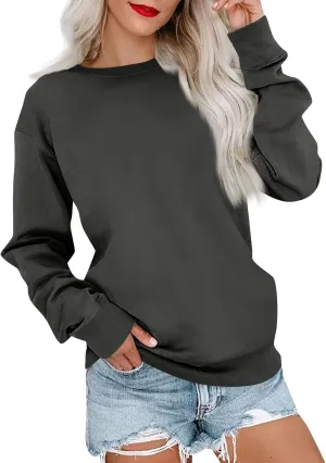 Women Long Sleeve Crewneck Fall Sweatshirt Hoodies Oversized Fleece Pullover Tops Y2k Teen Girls Preppy Clothes 2024