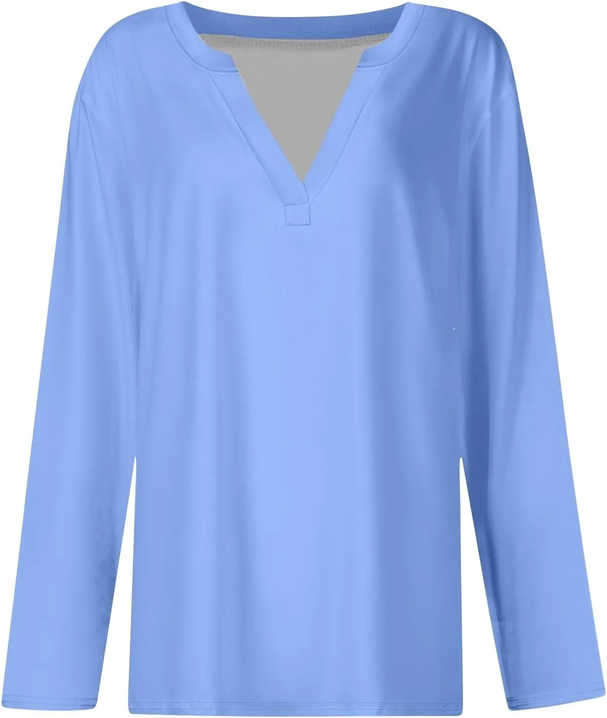 Women Pullover Tops Trendy Round-Neck Long Sleeve Tshirts Casual Loose Fit Basic Tee