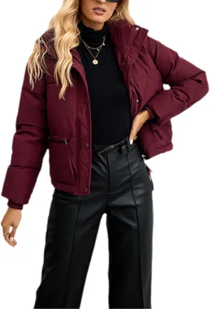 Women Short Winter Parkas Coat Korean Loose Standing Collar Cotton Padded Jacket Loose Zip Bread Coat Basic
