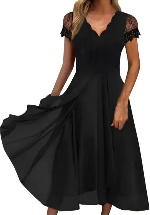 Women's A Line Chiffon Lace Mother of The Bride Dress Long Formal Evening Gown with Long Sleeves Graduation Prom Dress