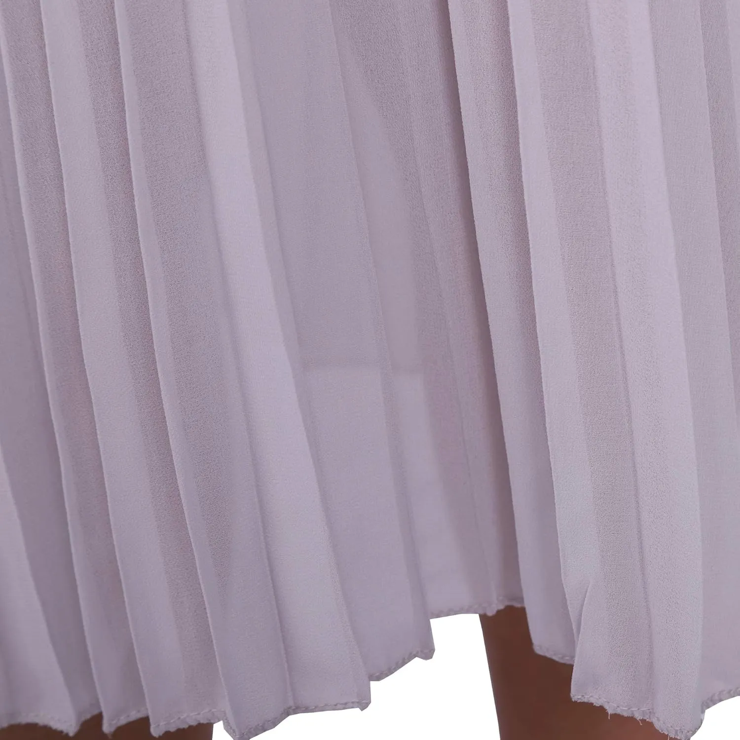 Womens Chiffon High Waist Skirt Pleated A-Line Swing Elastic Shirring Midi Length