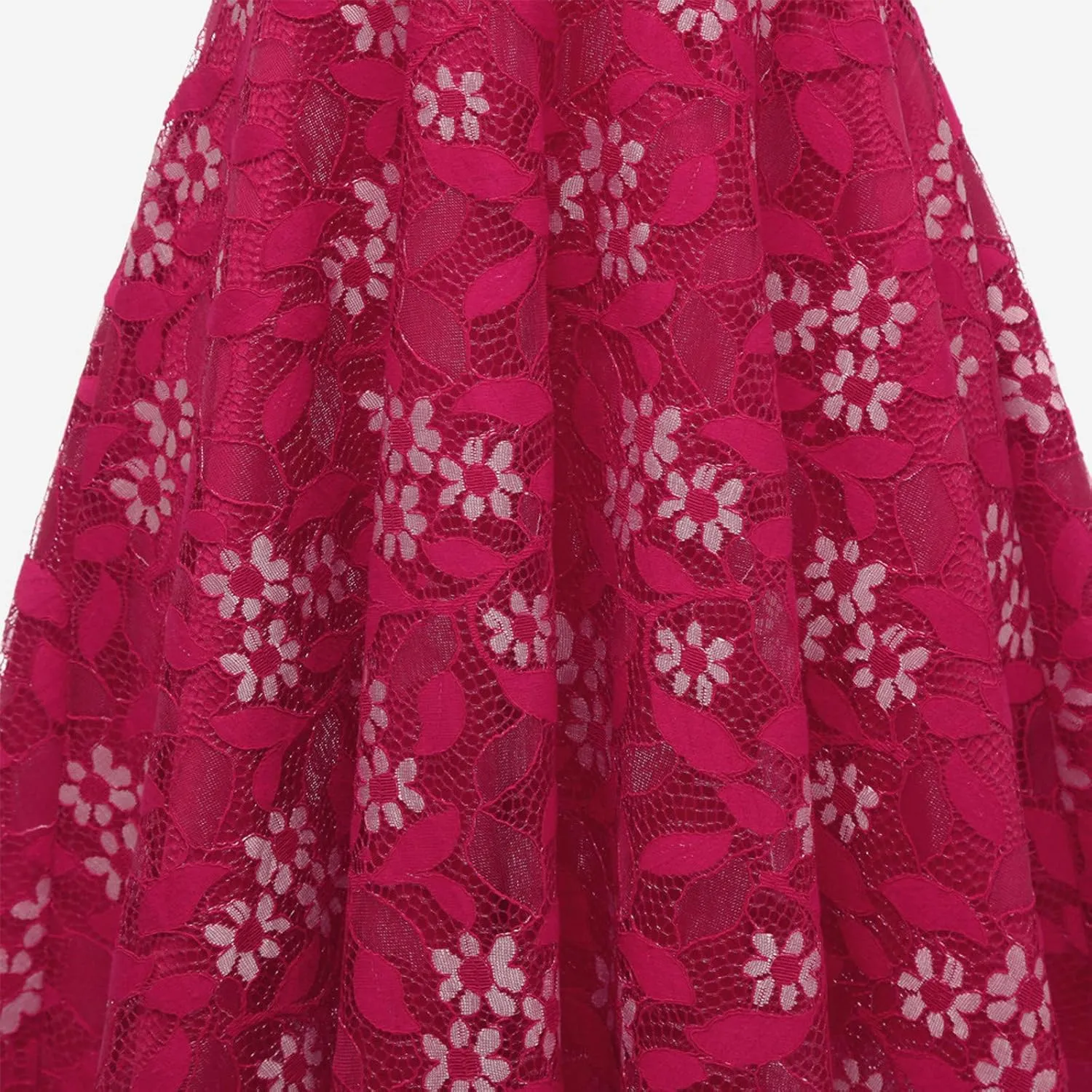 Women's Cold Shoulder Dresses Floral Lace Pleated Dress Ruffle Sleeve Knee Length Dresses Evening Party Cocktail Prom Gown
