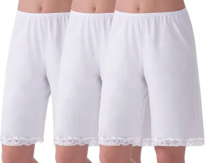 Women's Cotton 20" Pettipants With Lace Trim Multipack