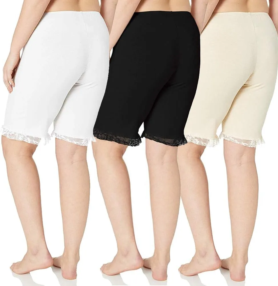 Women's Cotton 20" Pettipants With Lace Trim Multipack
