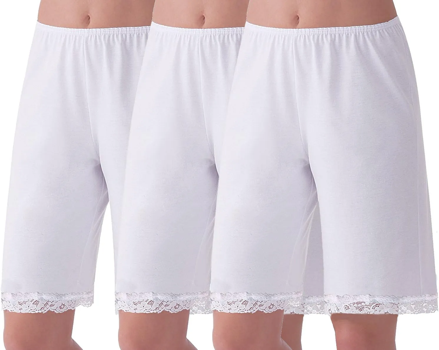 Women's Cotton 20" Pettipants With Lace Trim Multipack