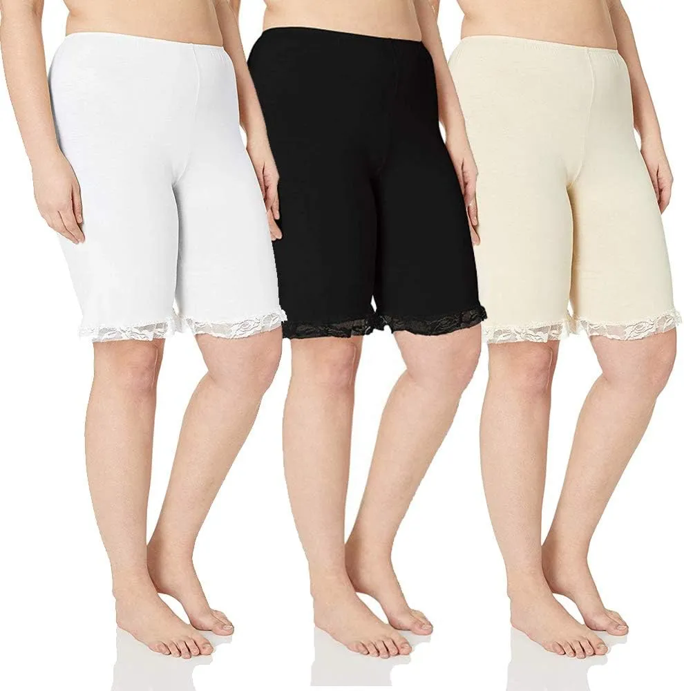 Women's Cotton 20" Pettipants With Lace Trim Multipack