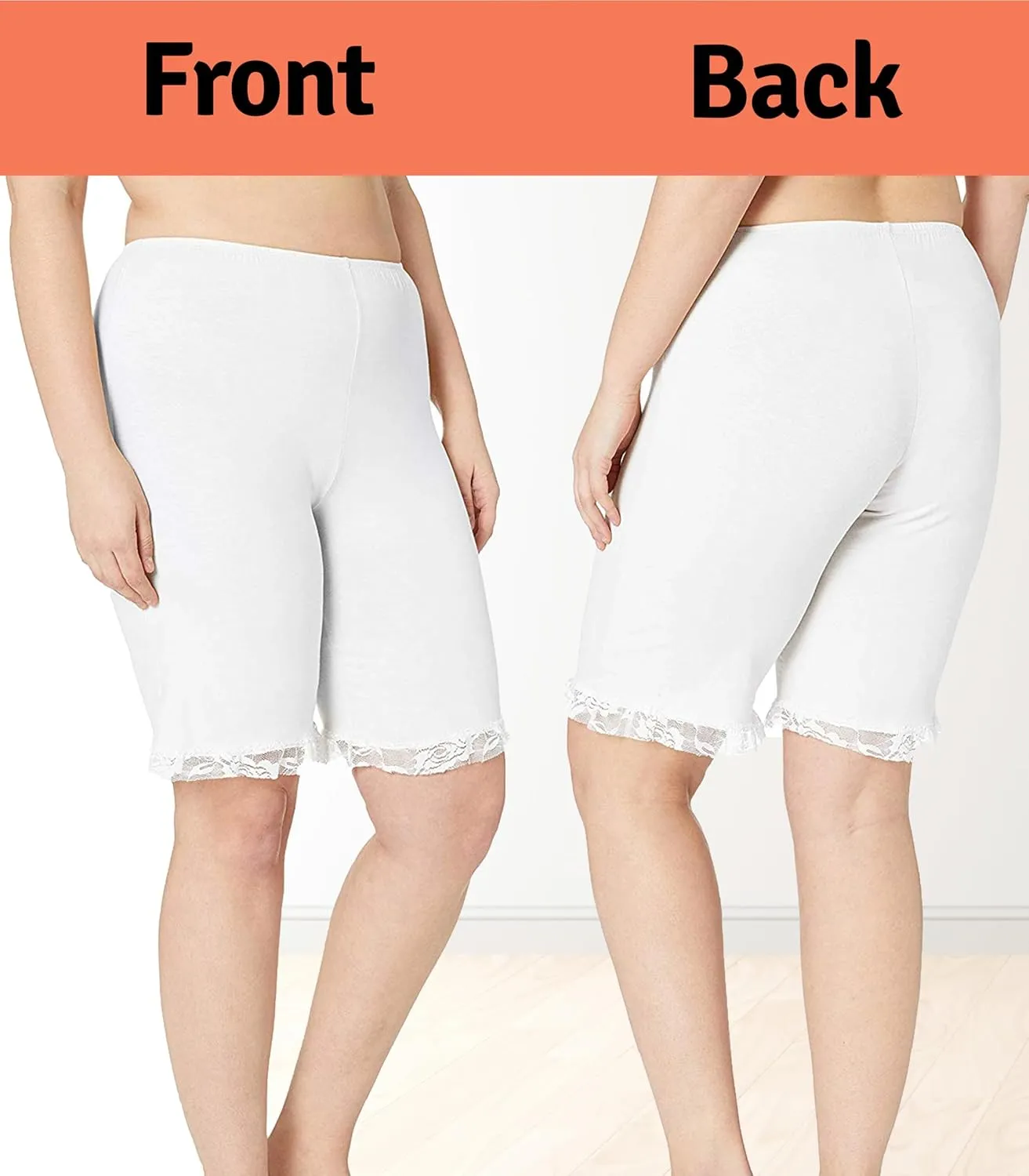Women's Cotton 20" Pettipants With Lace Trim Multipack