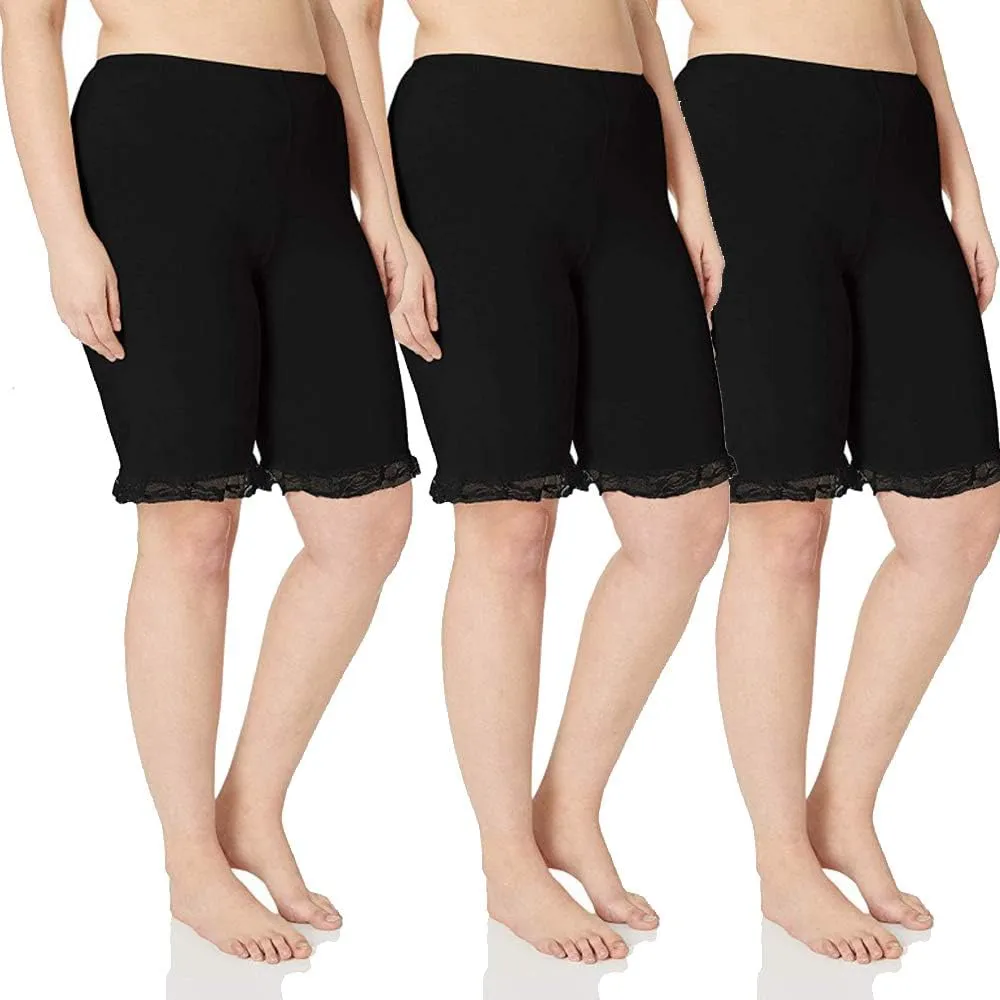 Women's Cotton 20" Pettipants With Lace Trim Multipack